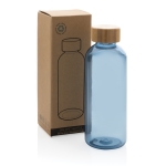 Recycled plastic bottle with bamboo lid, 660 ml blue colour