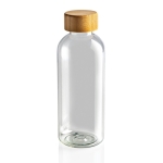 Recycled plastic bottle with bamboo lid, 660 ml transparent colour