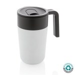 Recycled plastic and metal thermal mug, 480 ml white colour