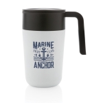 Recycled plastic and metal thermal mug, 480 ml white colour