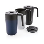 Recycled plastic and metal thermal mug, 480 ml white colour