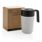 Recycled plastic and metal thermal mug, 480 ml white colour