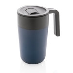 Recycled plastic and metal thermal mug, 480 ml navy-blue colour