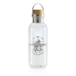 Recycled plastic bottle with cap and handle, 680 ml transparent colour