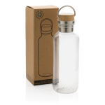Recycled plastic bottle with cap and handle, 680 ml transparent colour