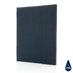 Recycled portfolio with large notepad and magnetic closure, A4 navy-blue colour