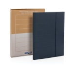 Recycled portfolio with large notepad and magnetic closure, A4 navy-blue colour