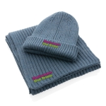 Sustainable knitted scarf, Impact Polylana® blue colour