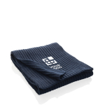 Sustainable knitted scarf, Impact Polylana® navy-blue colour printing view