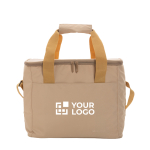 Sustainable thermal cooler with 20-can capacity light brown colour printing view