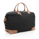 Branded travel bag made of recycled canvas black colour