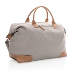 Branded travel bag made of recycled canvas grey colour