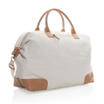 Branded travel bag made of recycled canvas off white colour