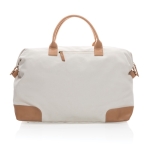 Branded travel bag made of recycled canvas off white colour