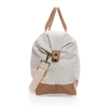 Branded travel bag made of recycled canvas off white colour