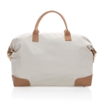 Branded travel bag made of recycled canvas off white colour