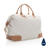 Branded travel bag made of recycled canvas off white colour