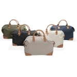 Branded travel bag made of recycled canvas off white colour