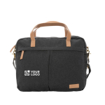 Premium recycled laptop briefcase, 15.6” black colour printing view