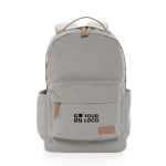 Recycled canvas laptop backpacks for 14” grey colour printing view