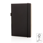 Notebook with pocket and FSC® certification, A5, ruled pages black colour