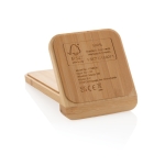 Bamboo wireless charging stand, FSC certified brown colour
