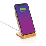 Bamboo wireless charging stand, FSC certified brown colour