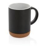 Ceramic mug with cork base and matte colour, 280 ml black colour