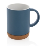 Ceramic mug with cork base and matte colour, 280 ml blue colour