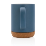 Ceramic mug with cork base and matte colour, 280 ml blue colour