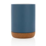 Ceramic mug with cork base and matte colour, 280 ml blue colour