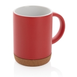 Ceramic mug with cork base and matte colour, 280 ml red colour