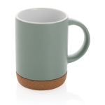 Ceramic mug with cork base and matte colour, 280 ml mint green colour
