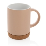 Ceramic mug with cork base and matte colour, 280 ml light brown colour