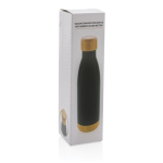 Bottle with bamboo detail on lid and base, 520 ml black colour second view with box