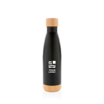 Bottle with bamboo detail on lid and base, 520 ml black colour printing view