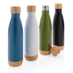 Bottle with bamboo detail on lid and base, 520 ml white colour