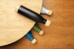 Bottle with bamboo detail on lid and base, 520 ml white colour