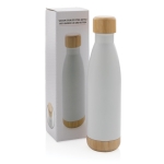 Bottle with bamboo detail on lid and base, 520 ml white colour