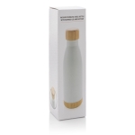 Bottle with bamboo detail on lid and base, 520 ml white colour