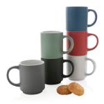Stackable ceramic mug with colour design, 180 ml mint green colour