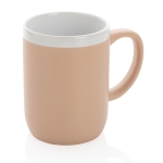 Printed ceramic mug with white rim, 300 ml brown colour