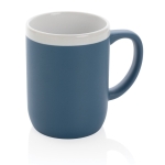 Printed ceramic mug with white rim, 300 ml blue colour
