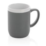 Printed ceramic mug with white rim, 300 ml grey colour