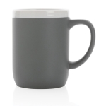 Printed ceramic mug with white rim, 300 ml grey colour