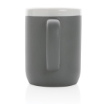 Printed ceramic mug with white rim, 300 ml grey colour