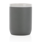 Printed ceramic mug with white rim, 300 ml grey colour