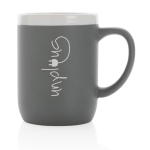 Printed ceramic mug with white rim, 300 ml grey colour