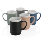 Printed ceramic mug with white rim, 300 ml grey colour