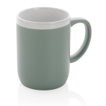 Printed ceramic mug with white rim, 300 ml green colour